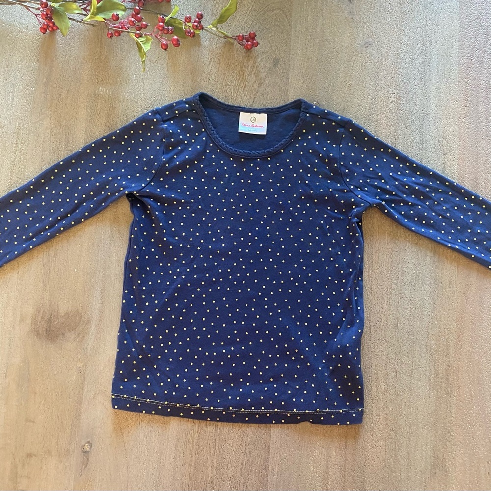 Hanna Andersson navy top gold dots sz 6 120 -jj1